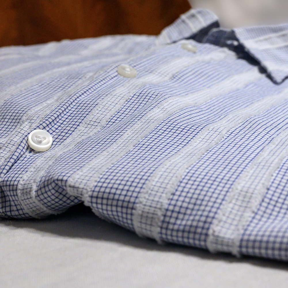 VLuxe Blue and White Checkered Shirt